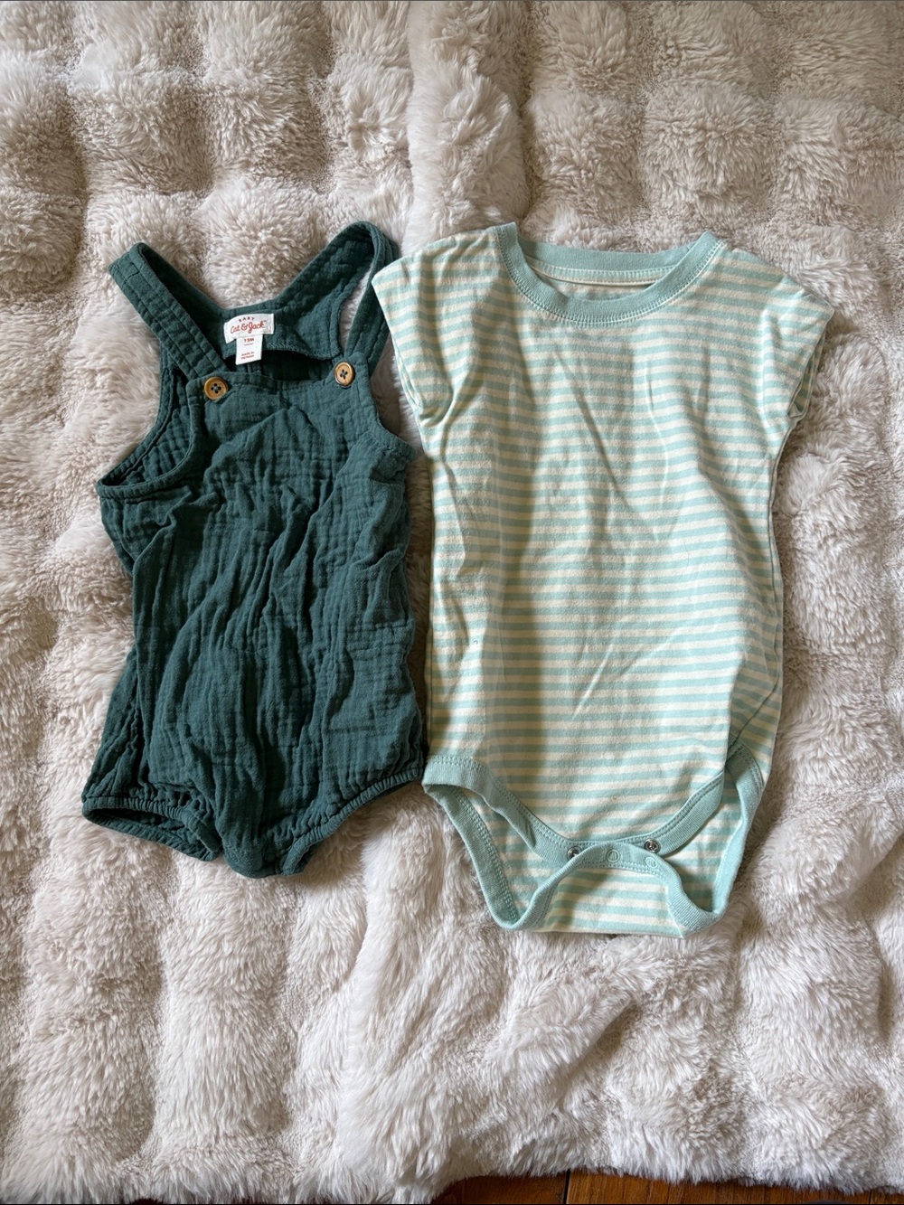 Green Textured Strap Romper - Comfortable Baby One-Piece